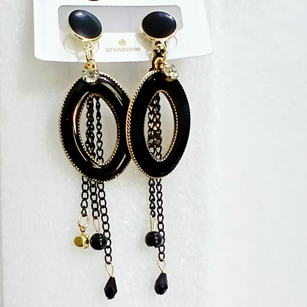 Matte Black Oval Shape Earring