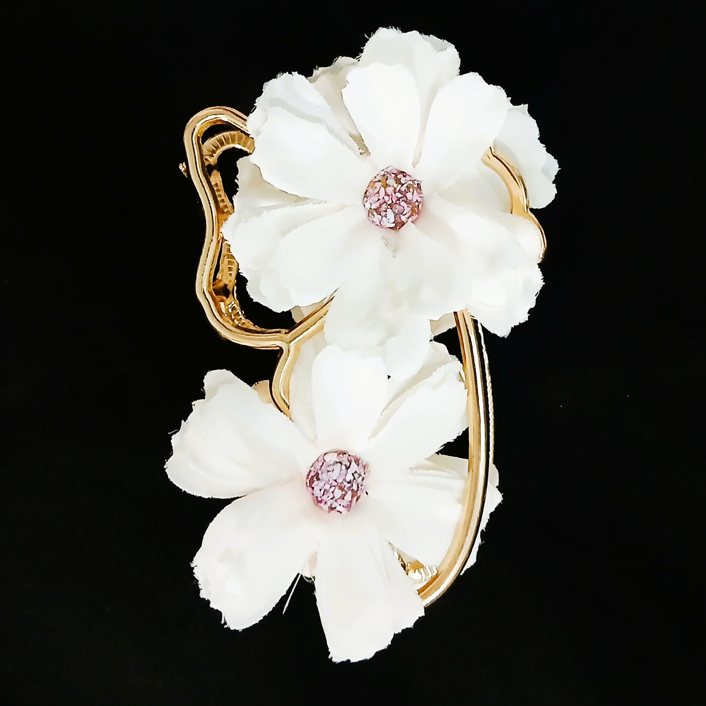 Fancy Metal Hair Catcher White & Golden