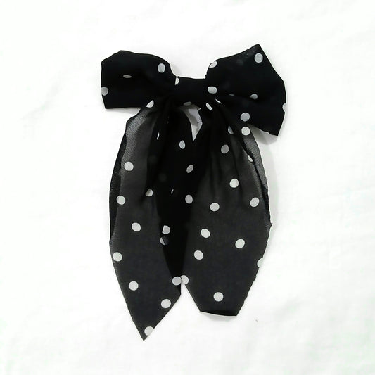 Black Silky Bow Hair Clip