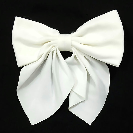 White Silk Bow Hair Clip
