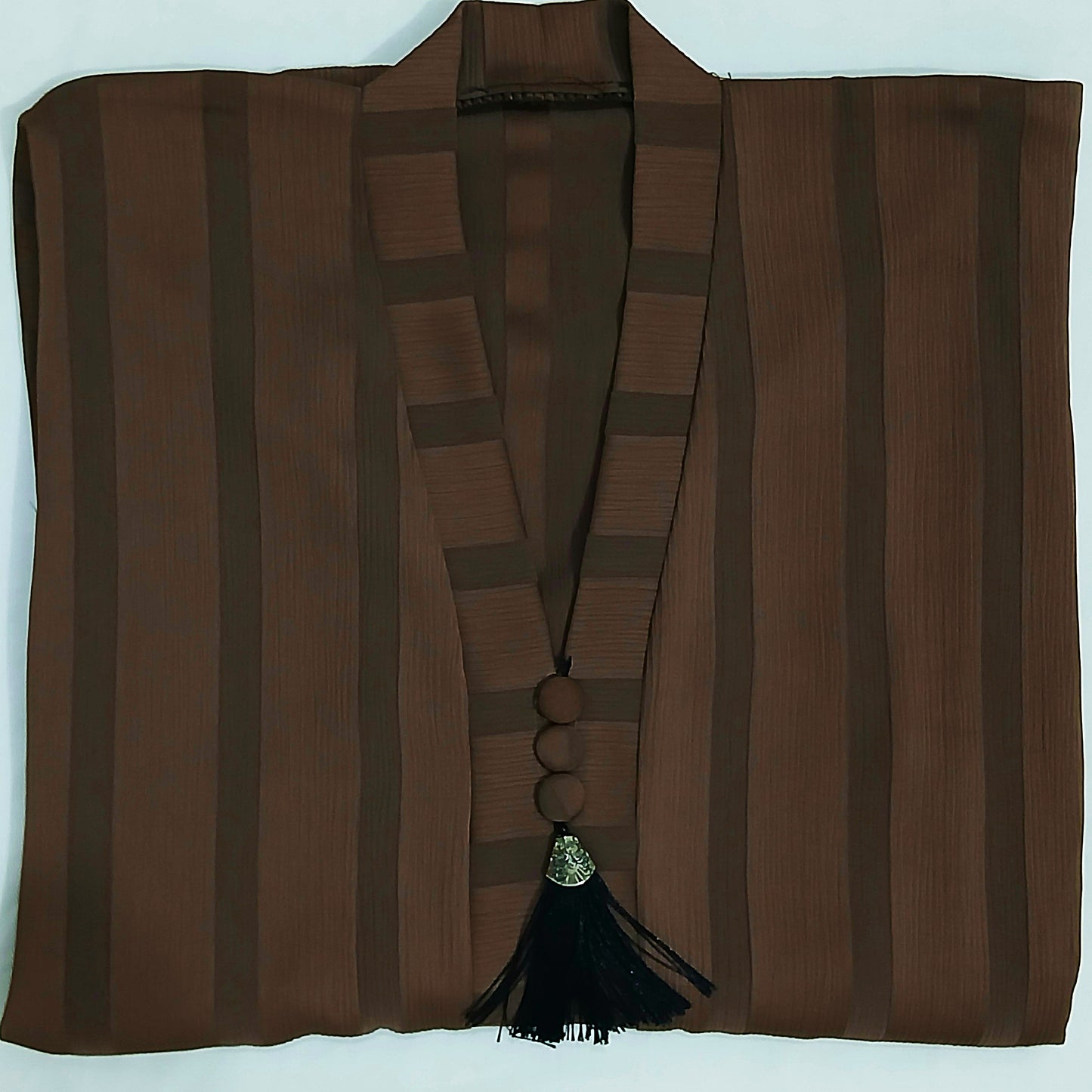 Premium black & brown strips abaya