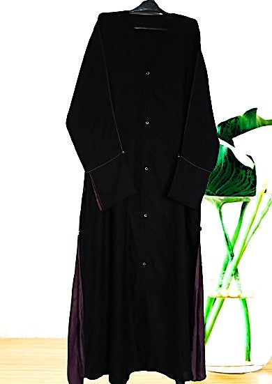 Premium Black Side Button Abaya