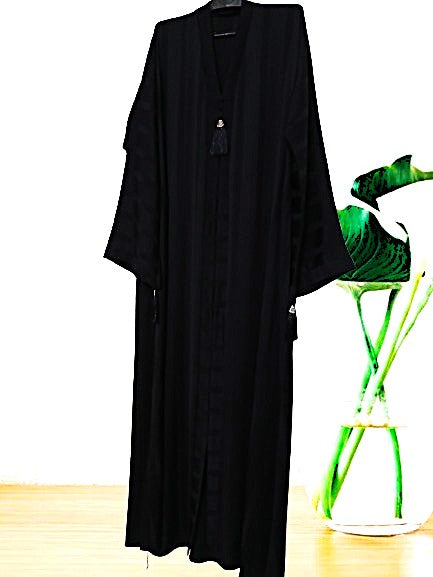Premium black & brown strips abaya