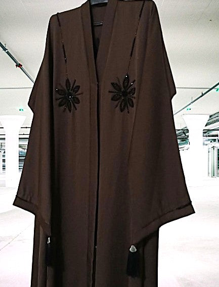 Premium Cut Dana Embroidered Brown Abaya