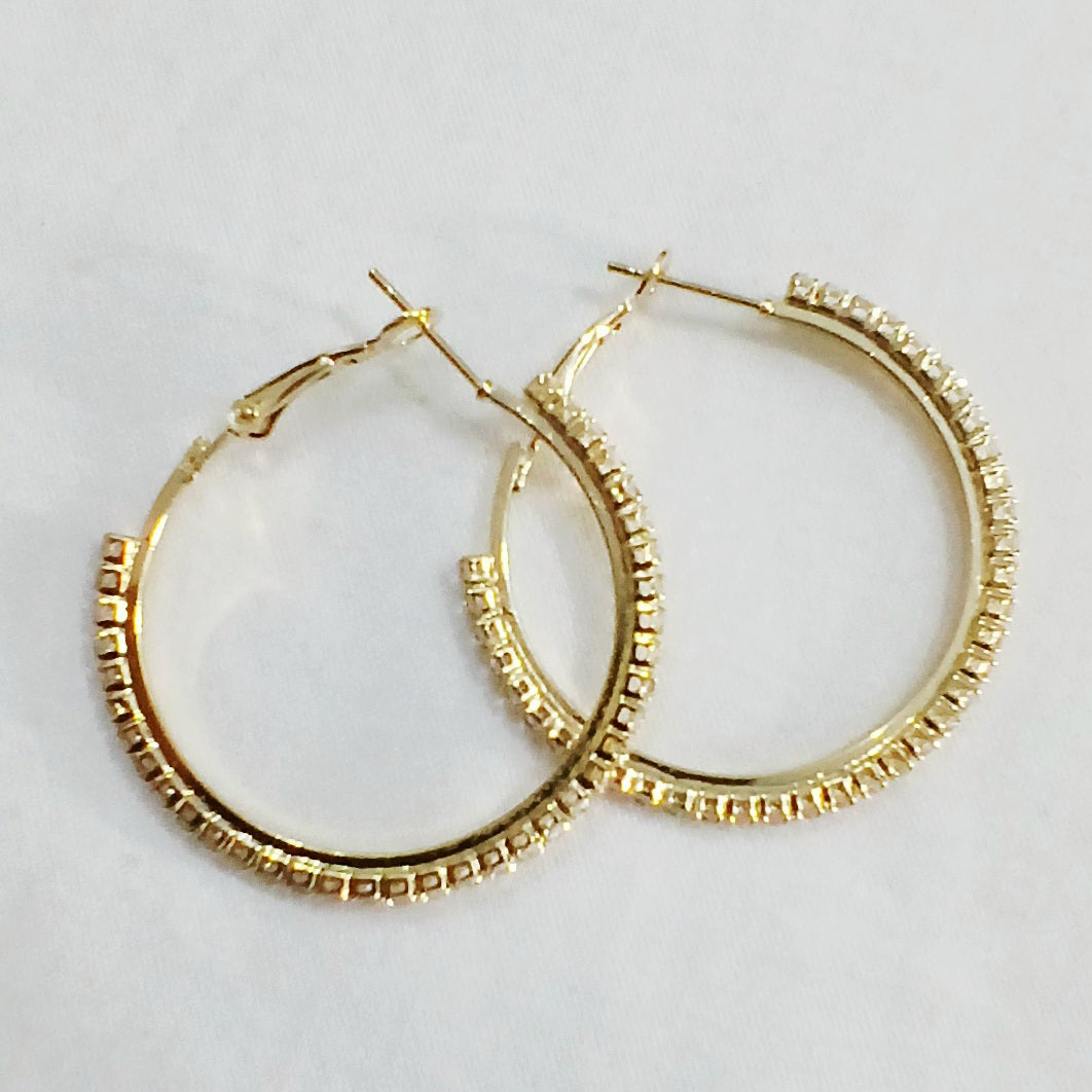 Zircon Round Drop Hoops Pair