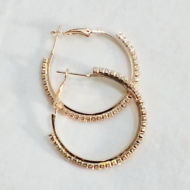Zircon Round Drop Hoops Pair