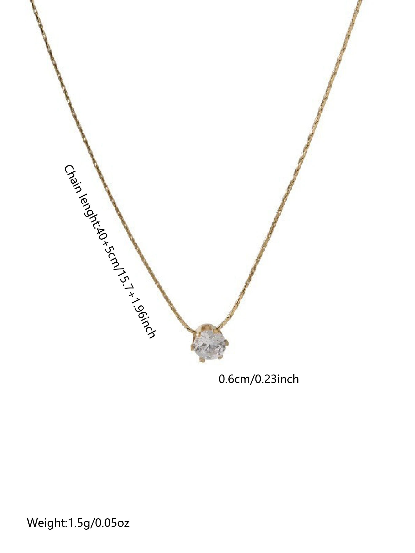 Gold Diamond Zircon Pendant Plated Stainless Steel